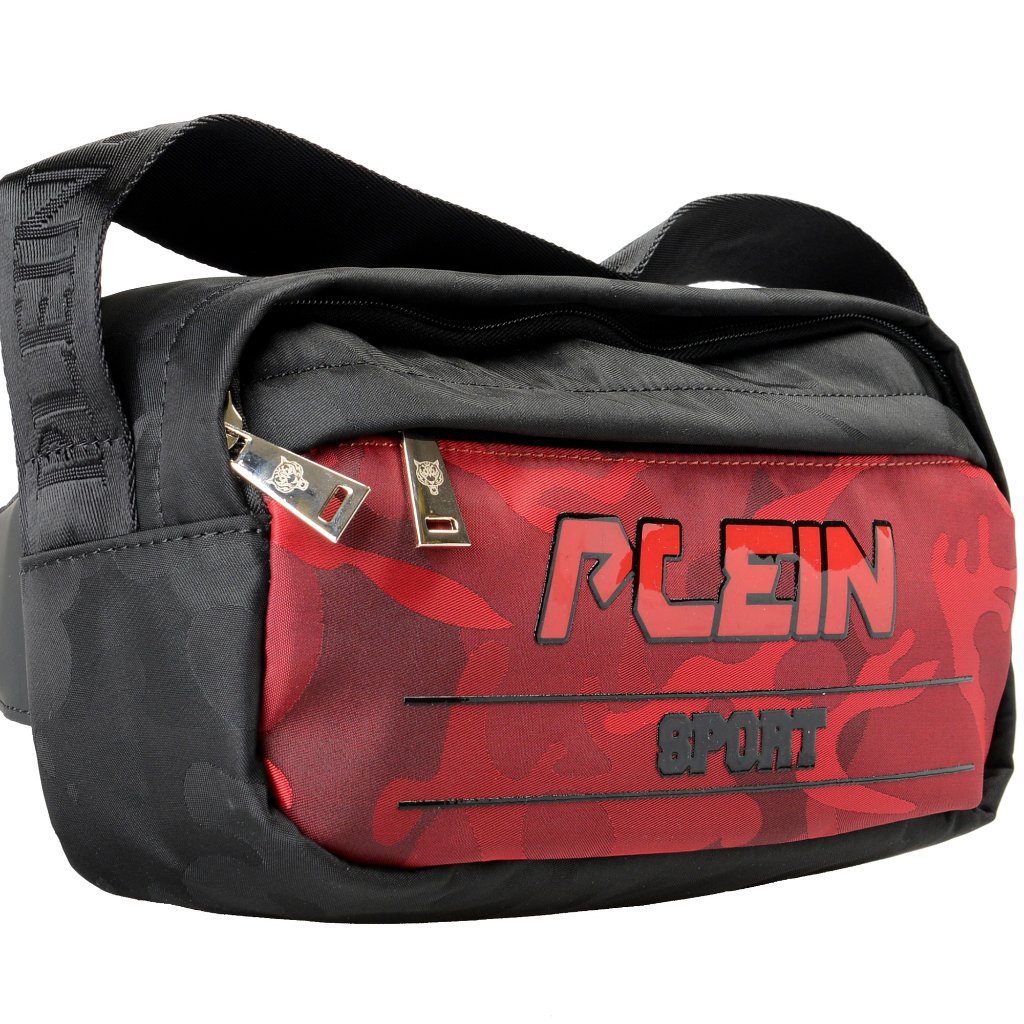Plein Sport Unisex Red Logo Print Hip Belt Fanny Pack Bag